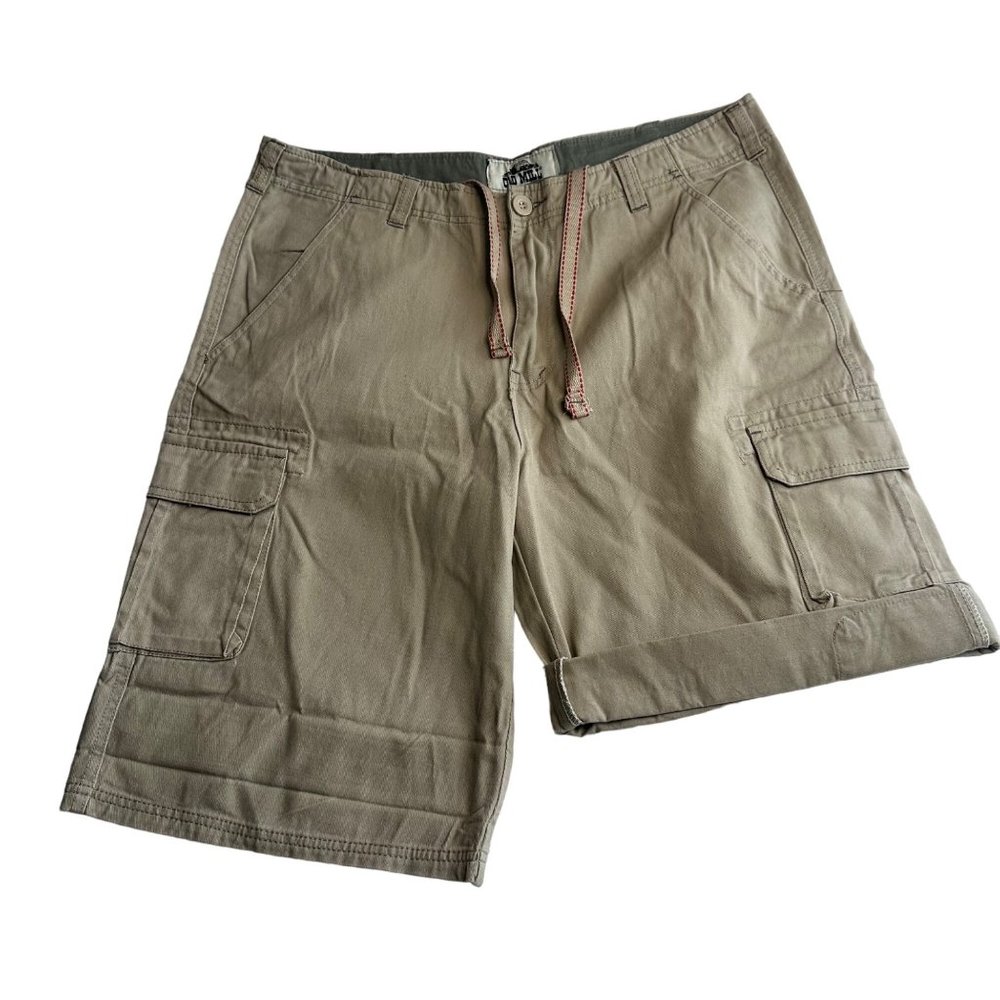 Old Mill Men’s Cargo shorts Khaki Beige Size 36 adjustable drawstring